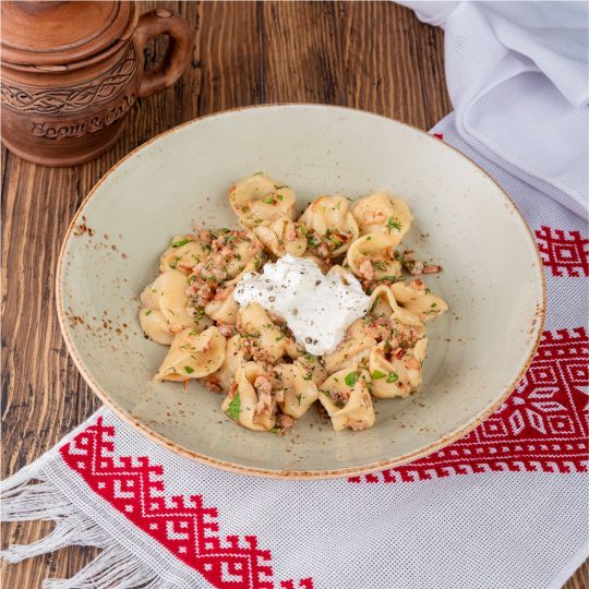 Галушки зі шкварками
